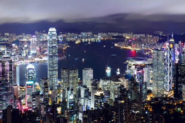 Hong kong skyline la nuit — Photo