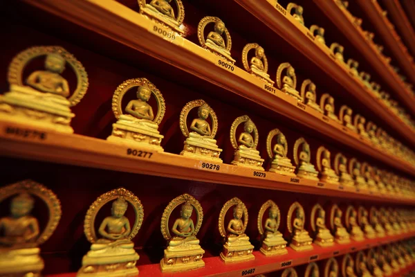 stock image Rows of golden buddha statue