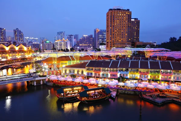 stock image Singapore city at night