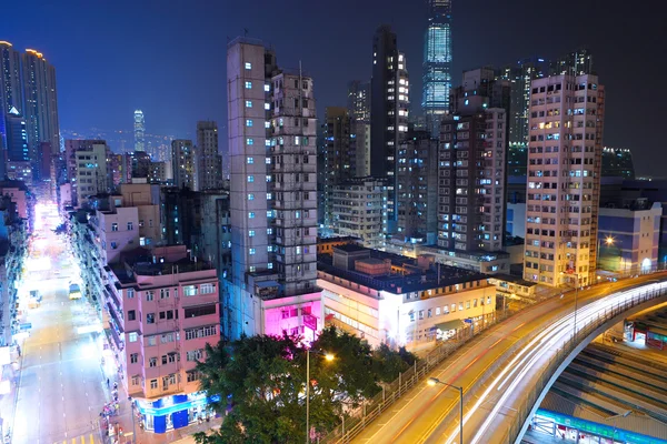 Cidade noturna Hong Kong — Fotografia de Stock