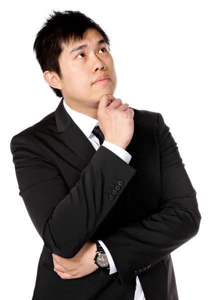 Jovem asiático homem de negócios pensamento — Fotografia de Stock