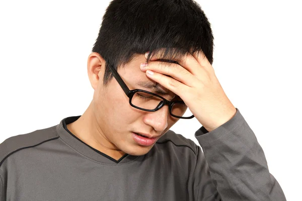 Adam holding baş ağrısı — Stok fotoğraf