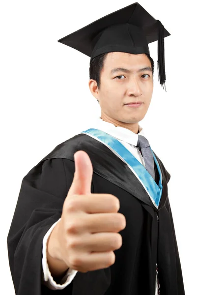 Estudante de pós-graduação com polegar para cima — Fotografia de Stock