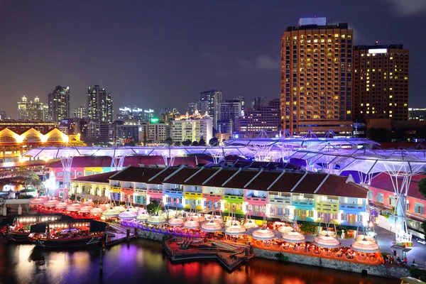 Město Singapur v noci — Stock fotografie