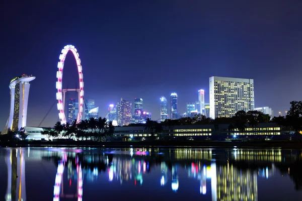 Singapurské panorama města v noci — Stock fotografie