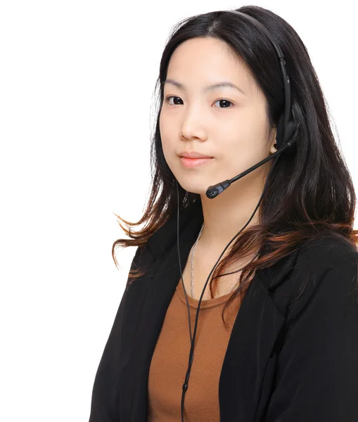Jonge vrouw met headset — Stockfoto