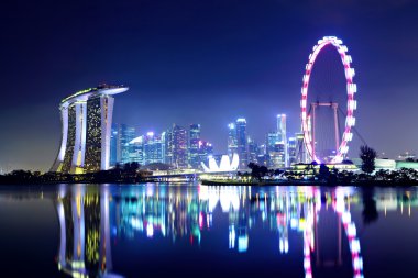 Singapore city skyline at night clipart