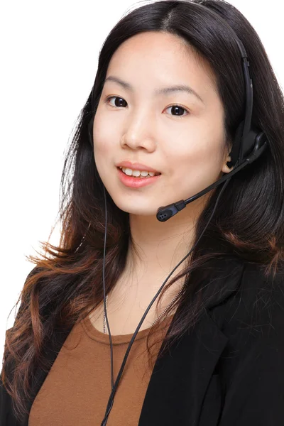 Asiatisk kvinna med headset — Stockfoto