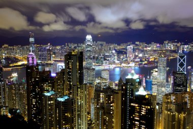 gece zirveyi görünümünden Hong kong