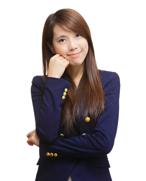 Ung asiatisk kvinna över vit bakgrund — Stockfoto