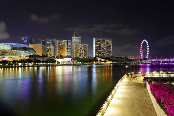 Ciudad de Singapur skyline por la noche —  Fotos de Stock