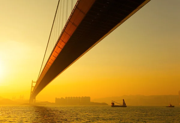 Stock image Tsing ma bridge in sunset