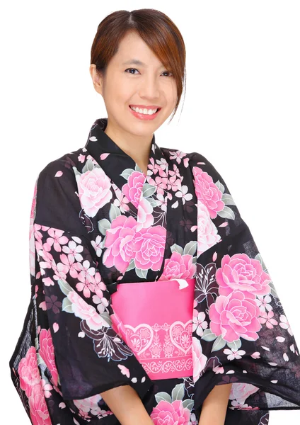 Giovane donna vestita con kimono giapponese — Foto Stock
