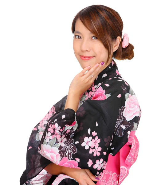 Giovane donna vestita con kimono giapponese — Foto Stock