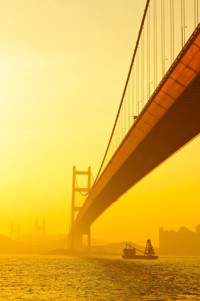 stock image Tsing ma bridge in sunset