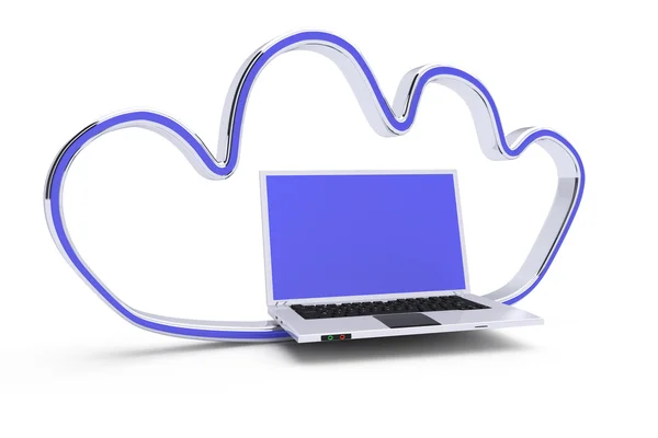 Laptop w kształt błyszczący chmura — Zdjęcie stockowe