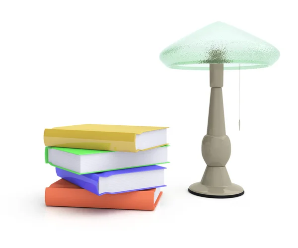 Lampa a knihy — Stock fotografie