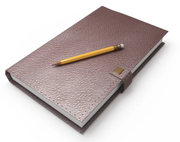 Notizbuch und Bleistift auf Weiß — Stockfoto