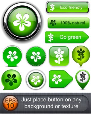 Flower high-detailed modern buttons. clipart