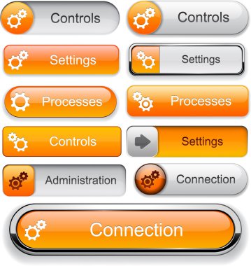 Settings high-detailed web button collection. clipart