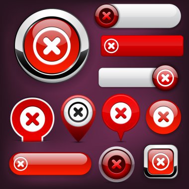 Cross high-detailed web button collection. clipart