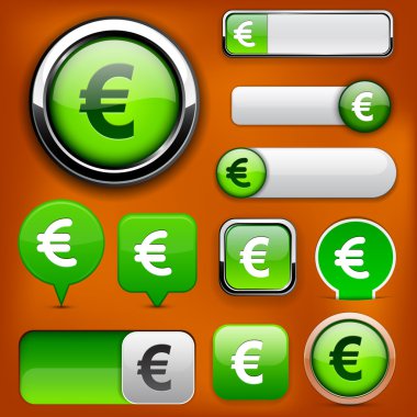 Euro high-detailed web button collection. clipart