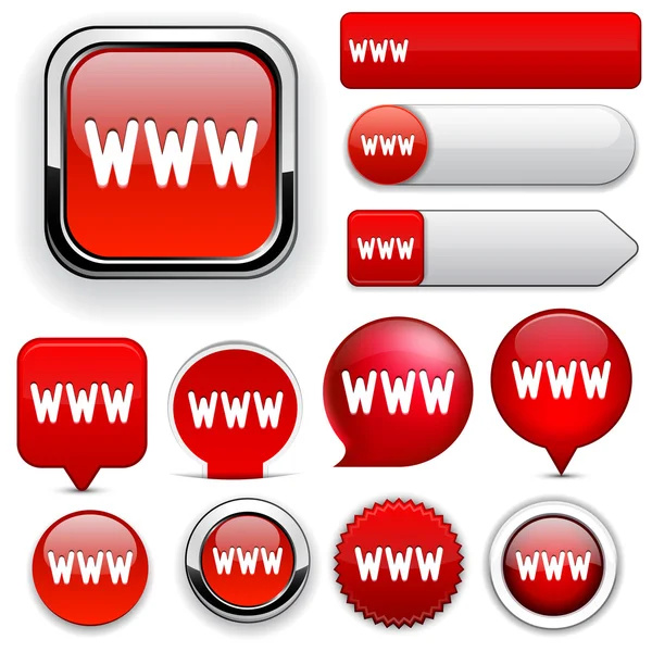 WWW coleção de botões web altamente detalhada . — Vetor de Stock