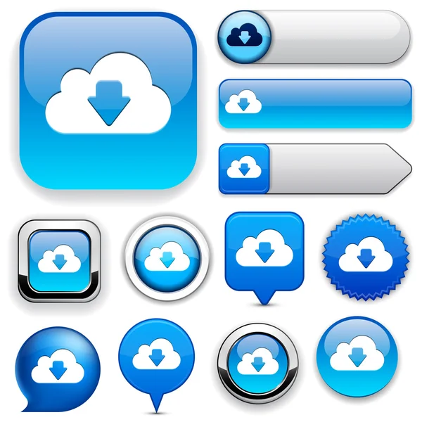 Felhő magas részletes web button gyűjtemény. — Stock Vector
