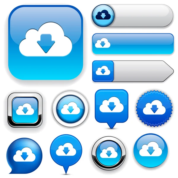 Cloud high-detailed web button collection. — Stock Vector