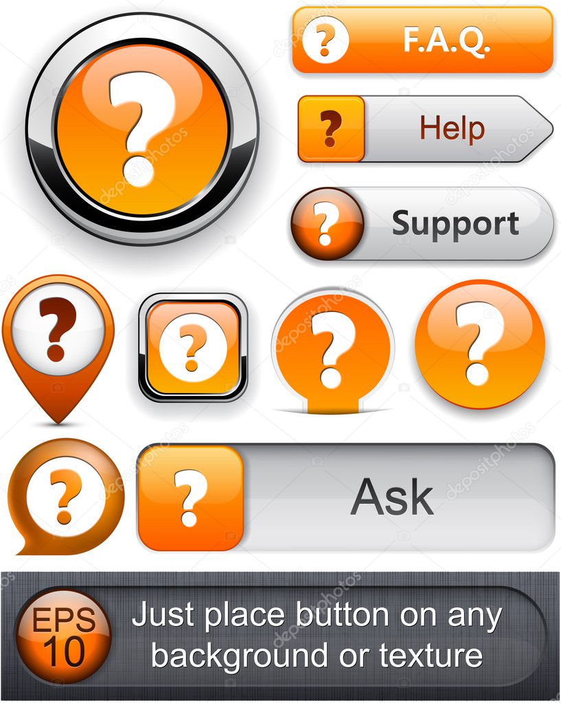Question high-detailed modern buttons.