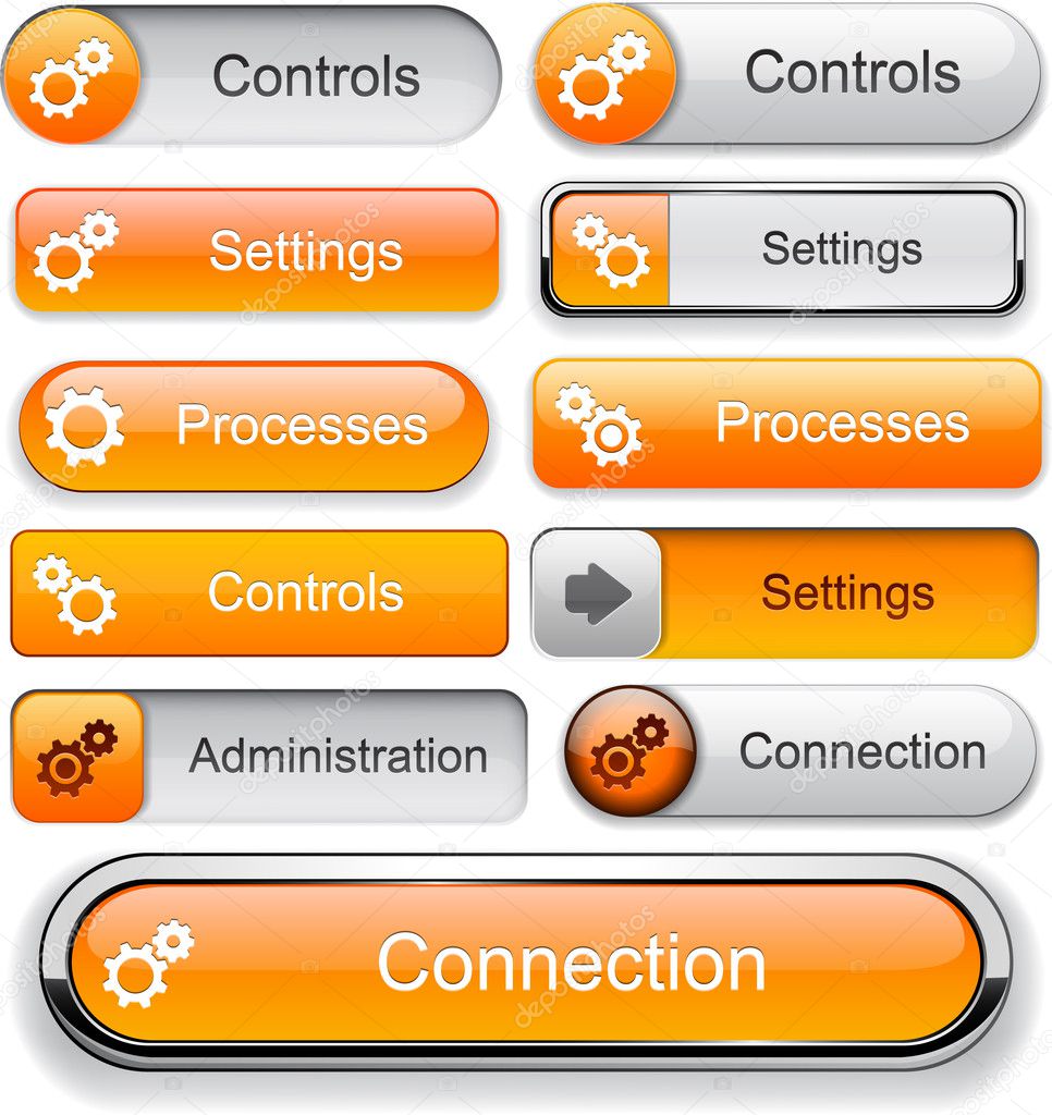 Settings high-detailed web button collection.
