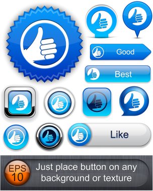 Thumb up high-detailed modern buttons. clipart