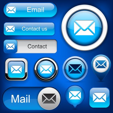 Mail high-detailed web button collection. clipart