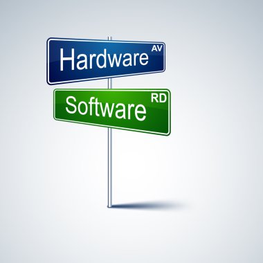 Hardware software direction road sign. clipart