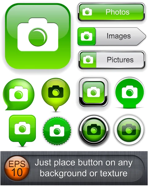 Colección de botones web de alta detalle fotográfico . — Vector de stock