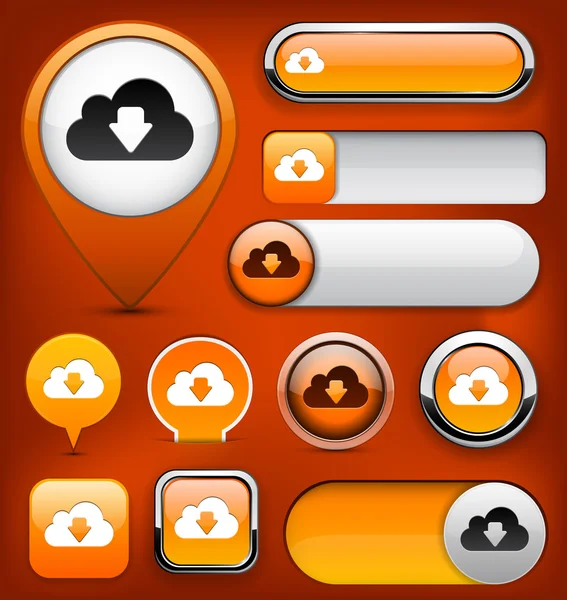 Bulut yüksek Detaylı web düğmesi koleksiyonu. — Stok Vektör
