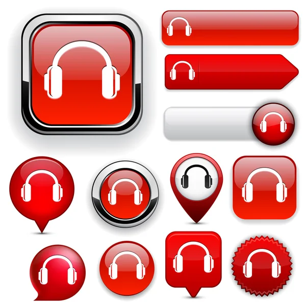 Collecte de boutons Web haute précision pour écouteurs . — Image vectorielle