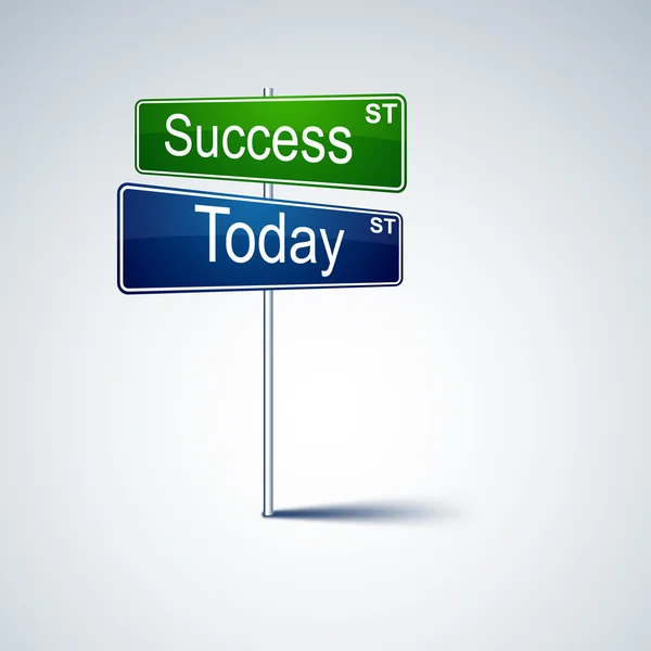 Başarı bugün yön yol işareti. — Stok Vektör