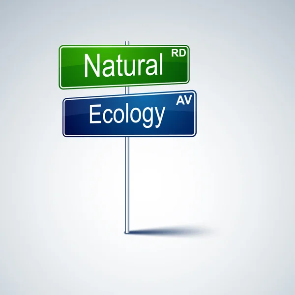 Señal de dirección ecológica natural . — Vector de stock