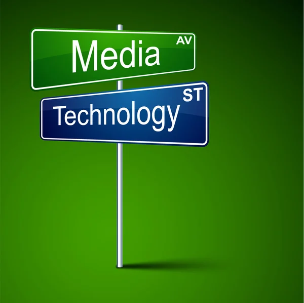 Media teknik riktning Vägmärke. — Stock vektor