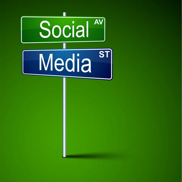 Sociala medier riktning Vägmärke. — Stock vektor
