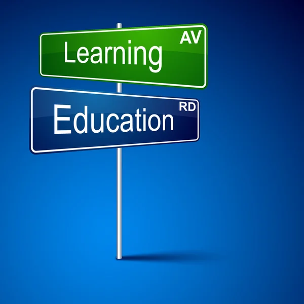Lärande utbildning riktning Vägmärke. — Stock vektor