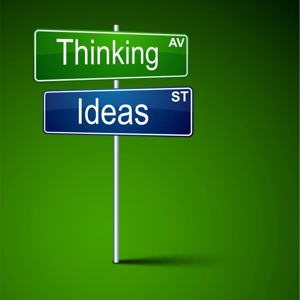 Gondolkodás ötletek irányba út jel. — Stock Vector