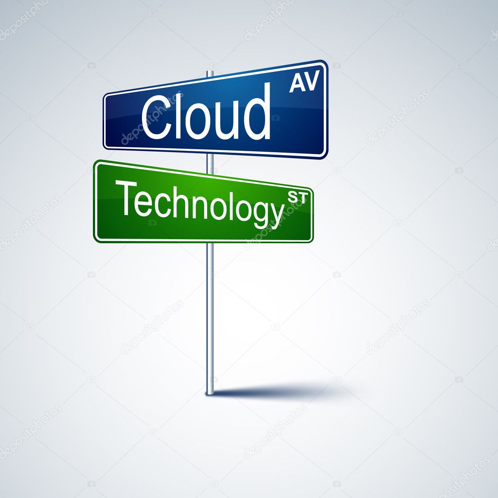 Cloud technology direction road sign.