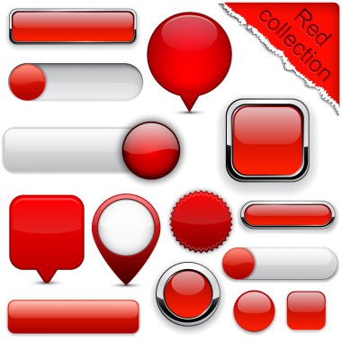 Red high-detailed modern buttons. clipart
