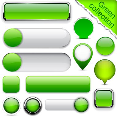 Green high-detailed modern buttons. clipart