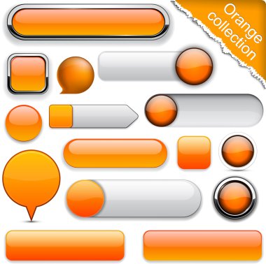 Orange high-detailed modern buttons. clipart