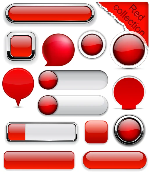 Red high-detailed modern buttons. — Stock Vector