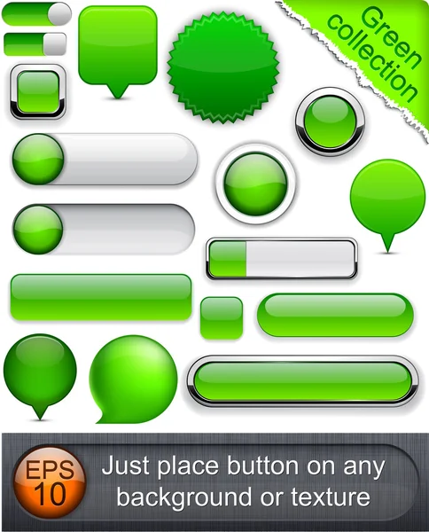 Green high-detailed modern buttons. — Stock Vector