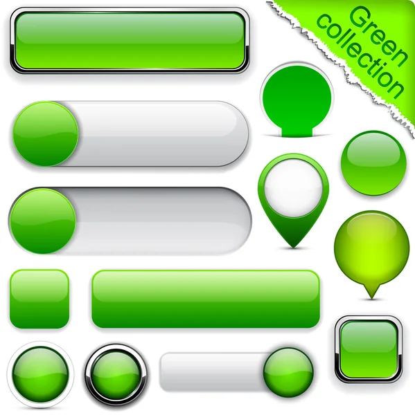 Verde botones modernos de alto detalle . — Vector de stock
